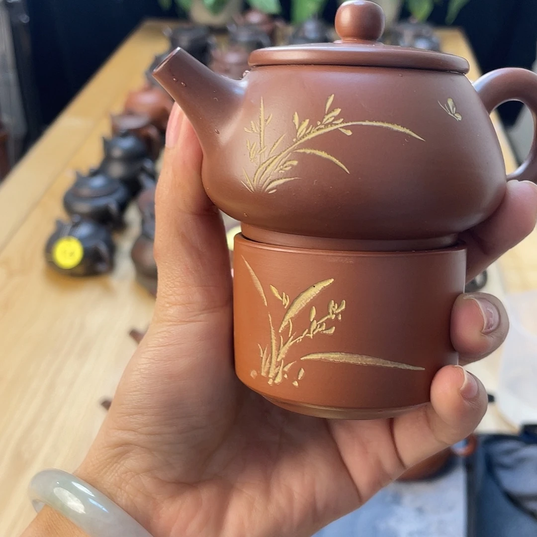 青***子泥塑石飘壶无礼盒装