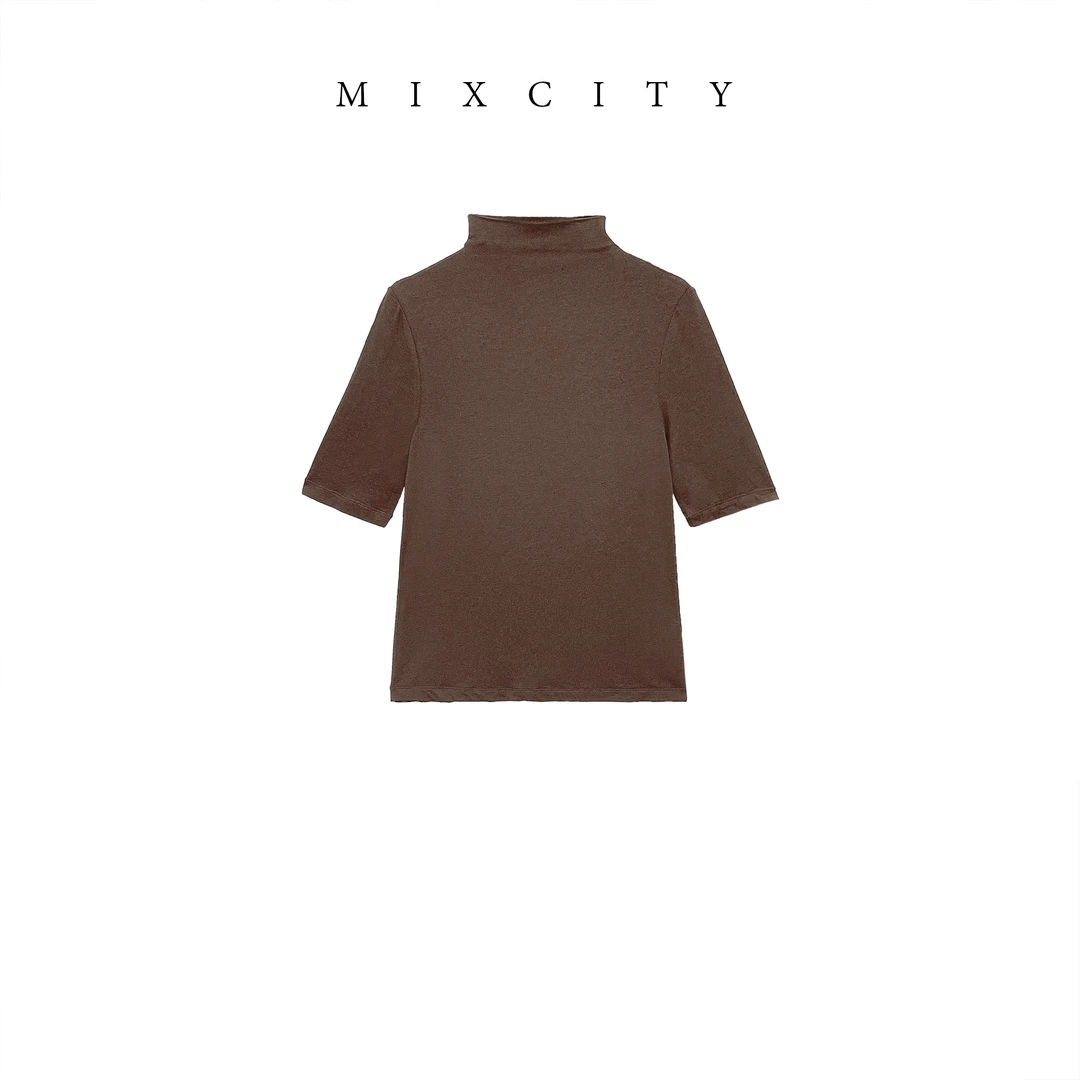 【MIXCITY亚楠家】三国鼎立◆莫代尔羊毛半高领修身内搭打底衫8463