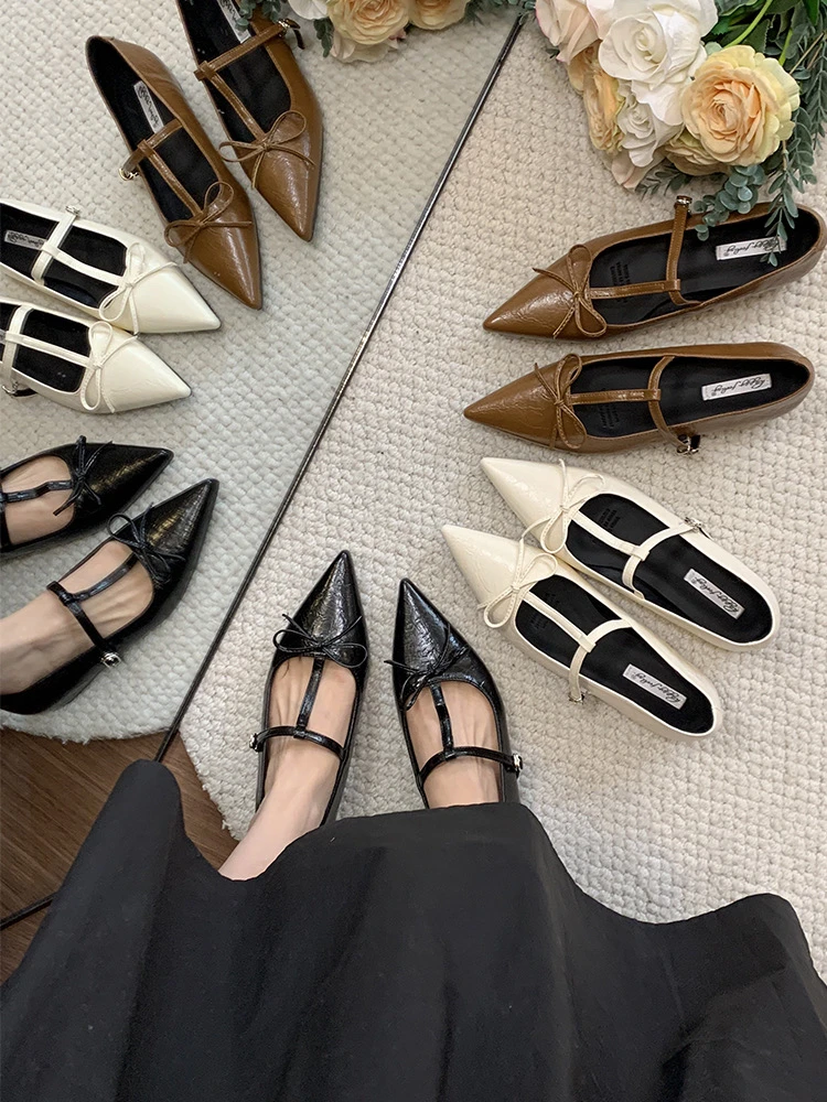 法式气质蝴蝶结玛丽珍鞋尖头温柔晚晚鞋内增高百搭单鞋32201-3