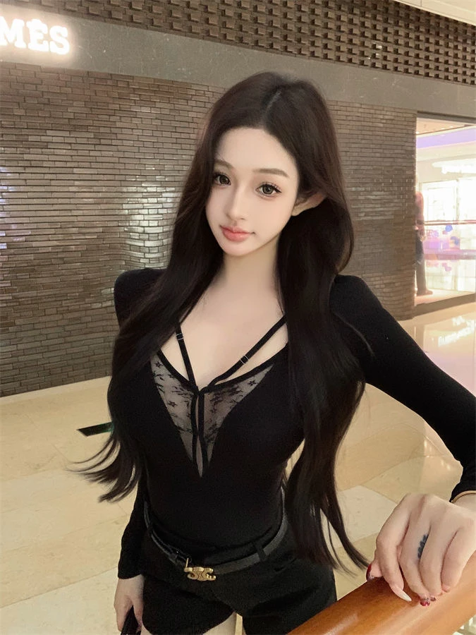 璐璐纯欲微胖千金女装性感可爱仙女辣妹公主显瘦花边斜肩套装