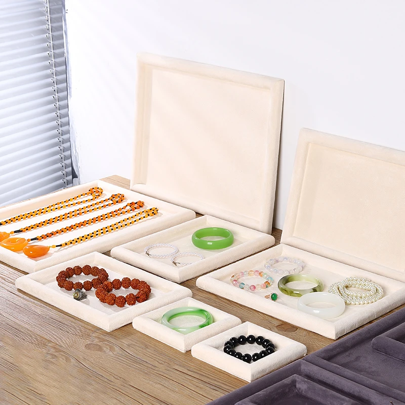 绒布首饰收纳盘柜台看货盘耳环架摆摊托盘手串架项链展示架饰品架