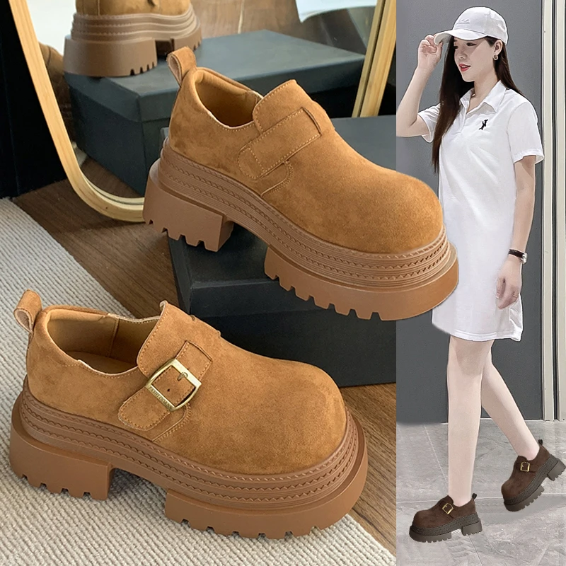 欧洲站松糕厚底勃肯鞋女2025新款春季小个子增高乐福鞋复古勃肯鞋