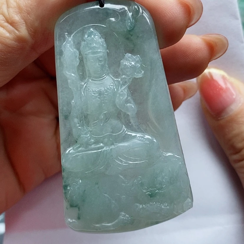 【闪购商品】翡翠颈饰未镶嵌天然翡翠A货双守护神