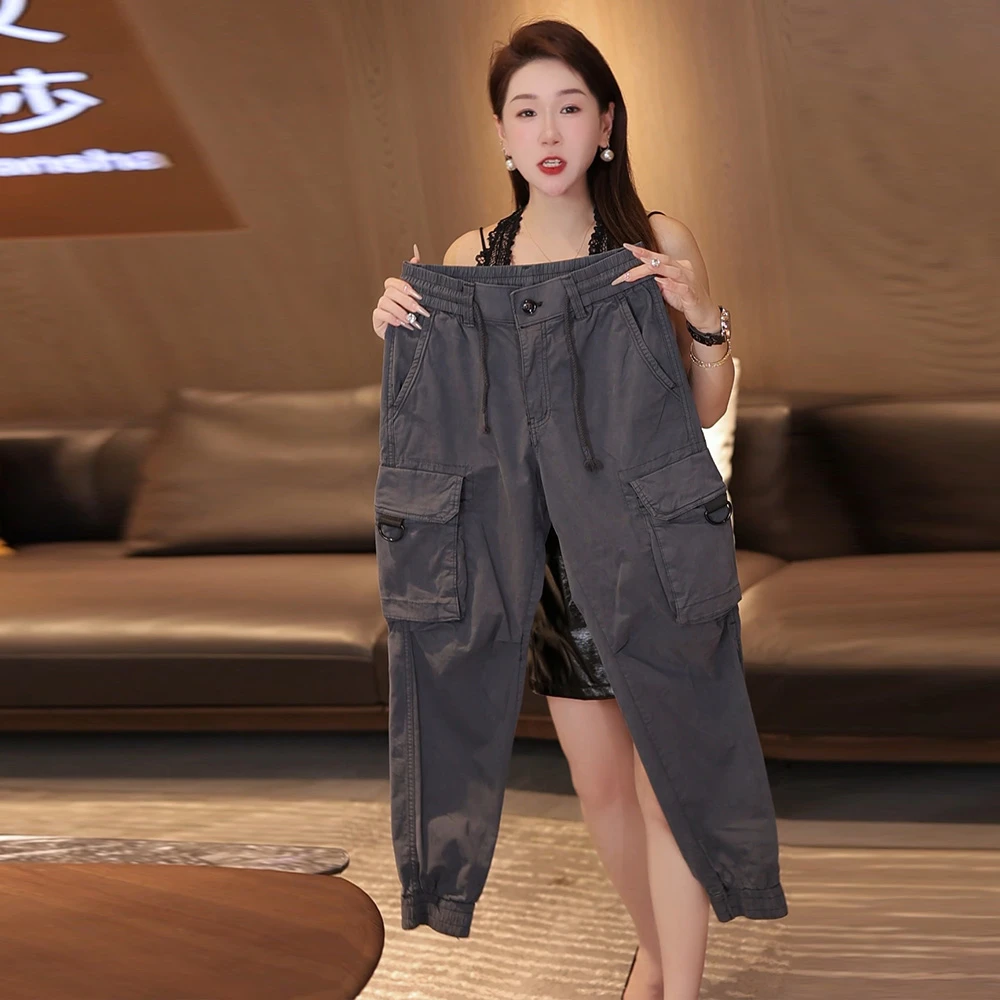 潮X美式2025秋季高端休闲裤男多口袋工装裤男运动百搭潮牌束脚裤