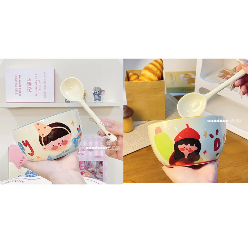 【家有儿女】6英寸面碗可爱家用陶瓷米饭碗亲子创意吃饭碗