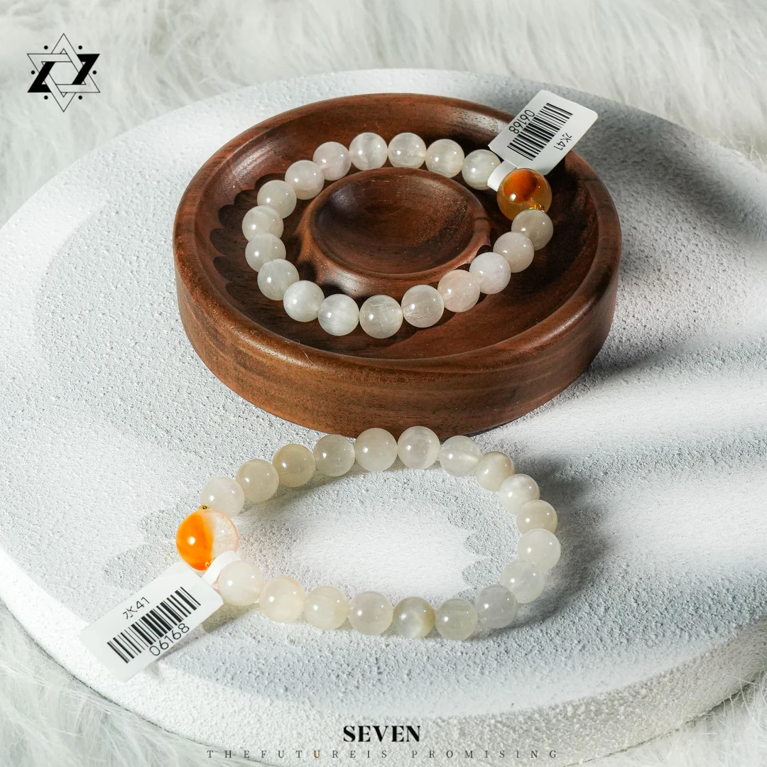 【御兔灵珠】白兔毛+黄兔毛18k手串（多样性发其一）