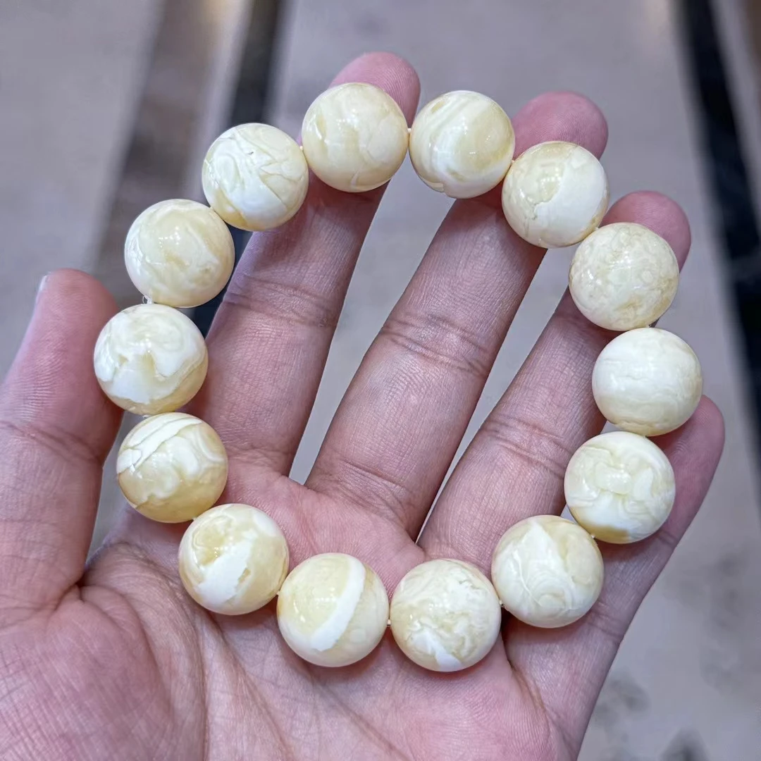 15➕俄料白花蜡手串,花纹清晰,蜡实饱满,性价比极高27.4g