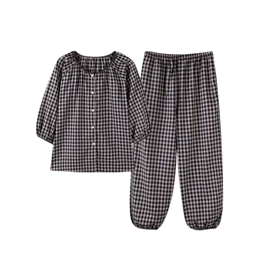 2025年春夏季新款短袖短裤简约纯色睡衣女夏天薄款紫色家居服套装