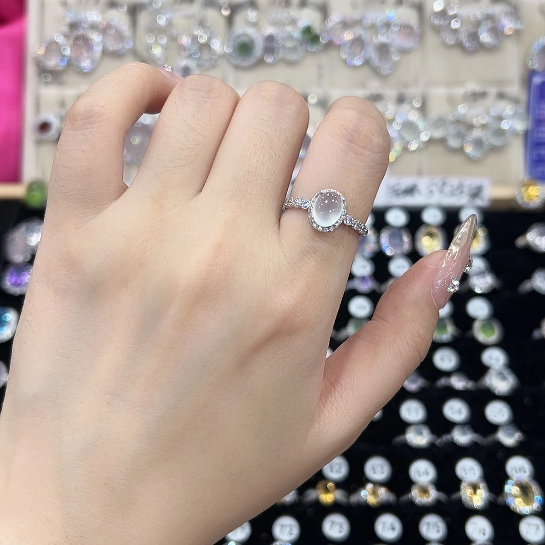 N***蛇纹石玉银S925镶嵌戒指