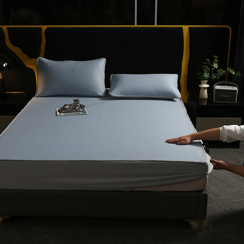 100%乙纶冰豆豆凉席三件套冰丝席子可机洗水洗床笠款高档软凉席