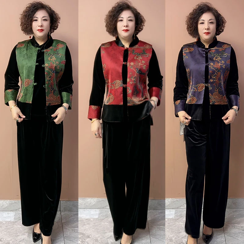 宽松大码双面穿洋气马甲气质妈妈新中式立领开衫坎肩中老年外搭潮