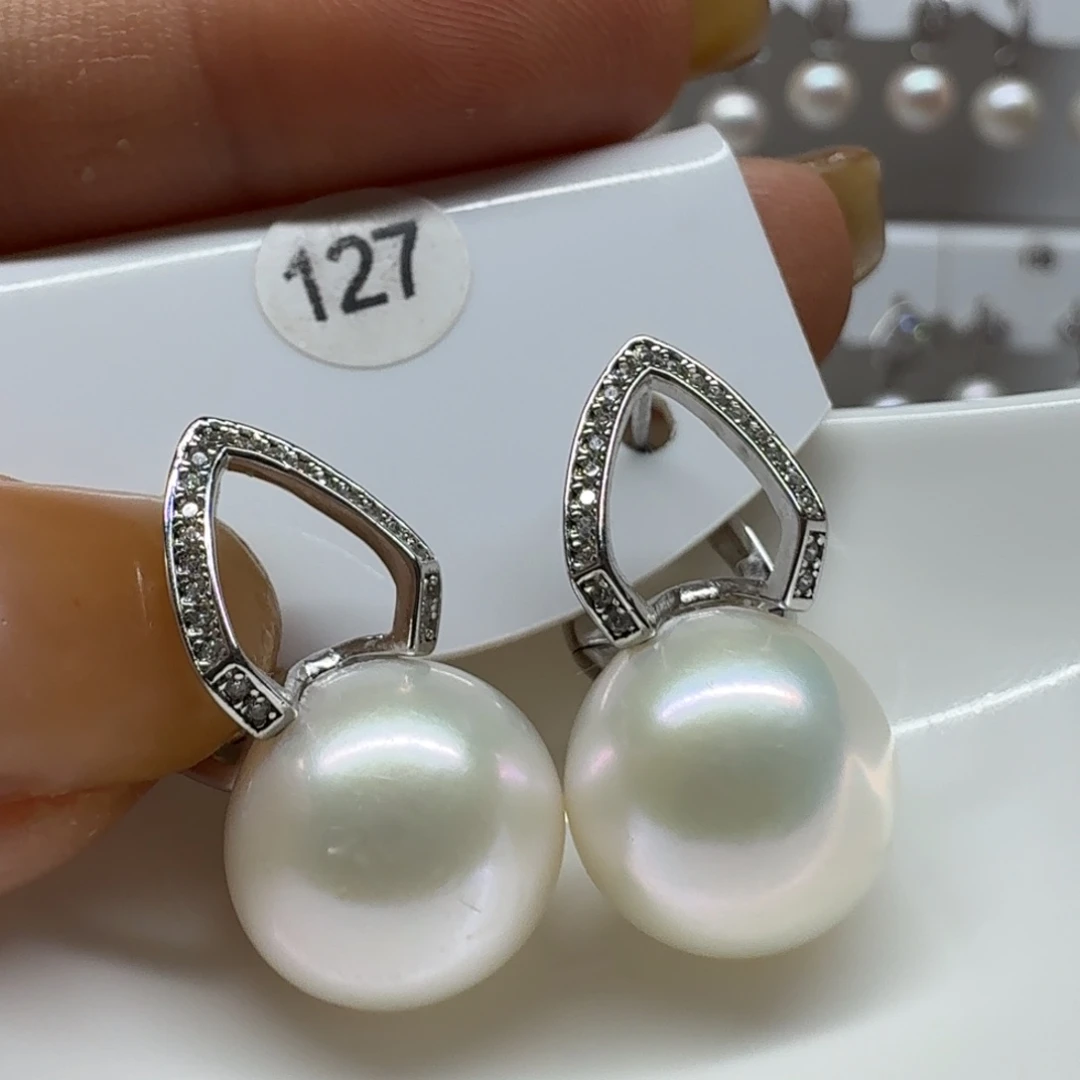 A***.淡水珍珠银S925镶嵌耳饰珍珠