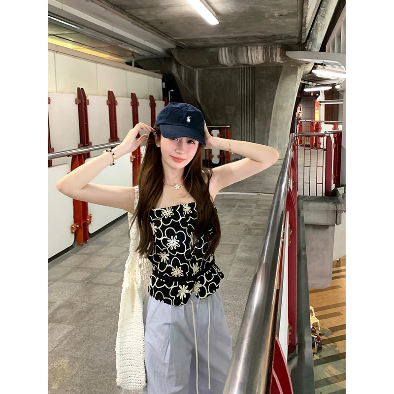 杨杨YANGRUOYU 3/27【花园秘境】提花短款抹胸修身亲肤内搭吊带女