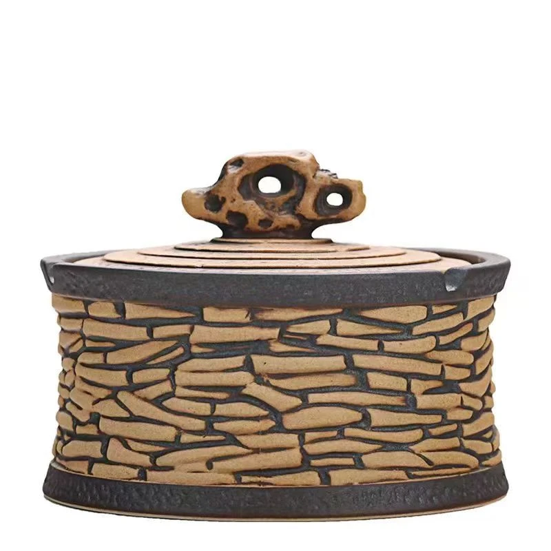 烟灰缸创意个性潮流带盖时尚中式家用客厅办公室高档陶瓷带盖防飞