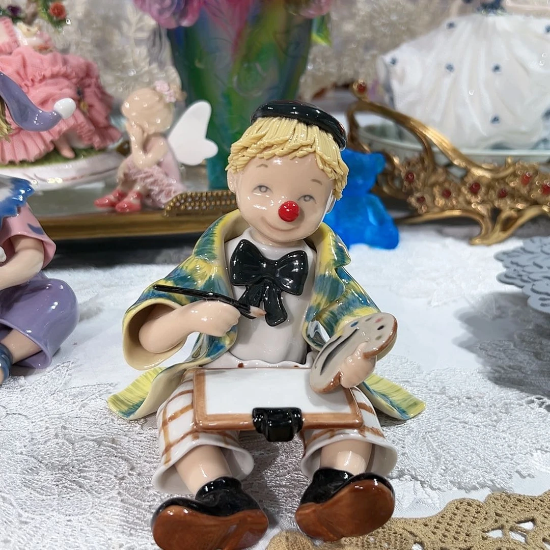 陶瓷0214骨瓷画家小丑瓷偶摆件