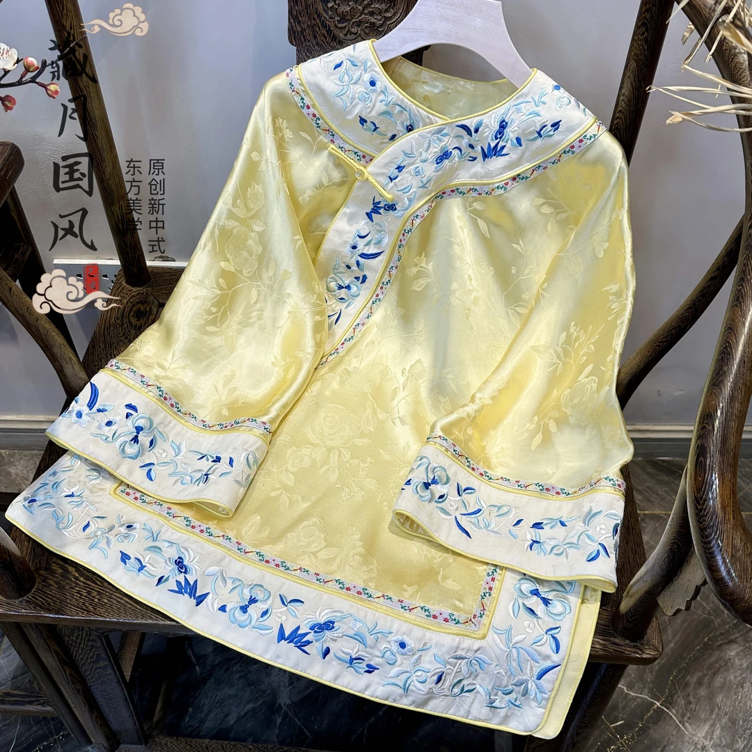 藏月2025春新款刺绣圆领新中式打底衫国风复古旗袍上衣女E9435340