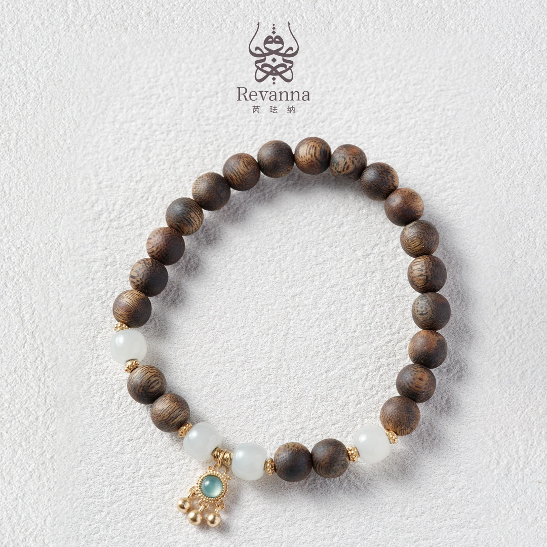 沉香Revanna芮珐纳「婆娑」沉香圆珠7mm白玉单圈手串