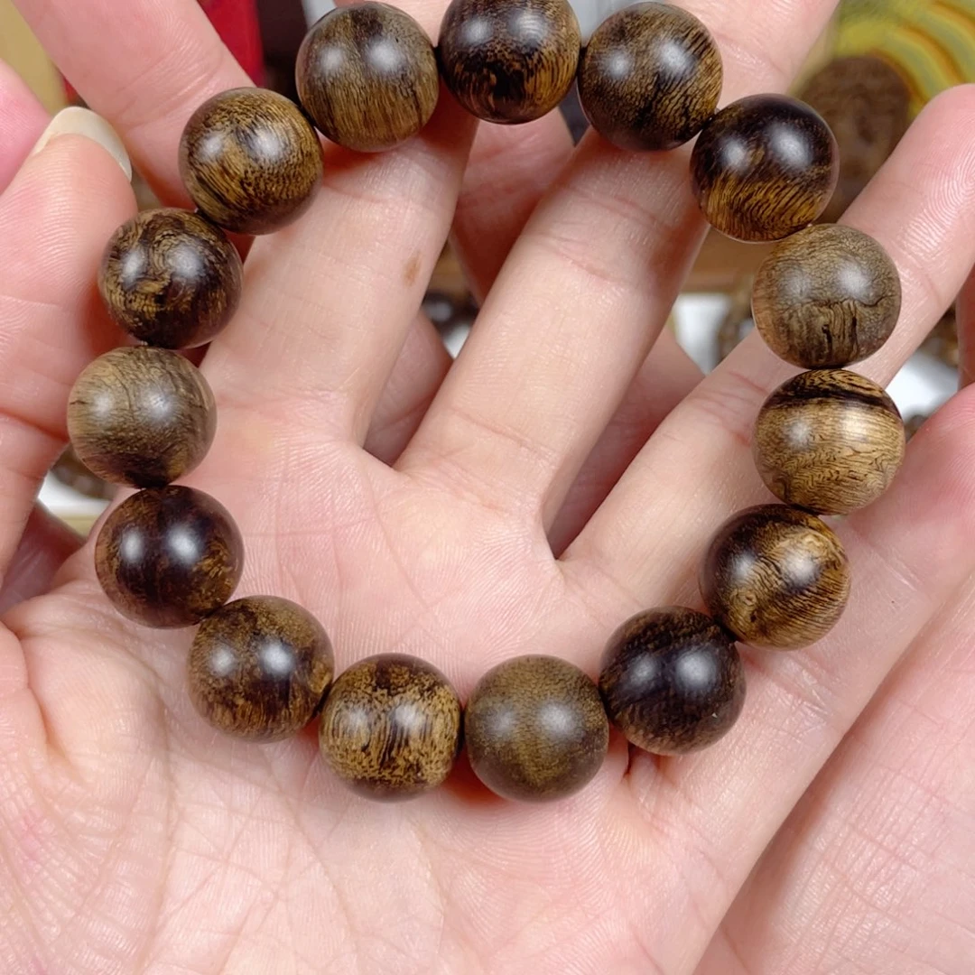 沉香手串星*啊越南芽庄白棋老料满瘤疤虎斑纹1.4