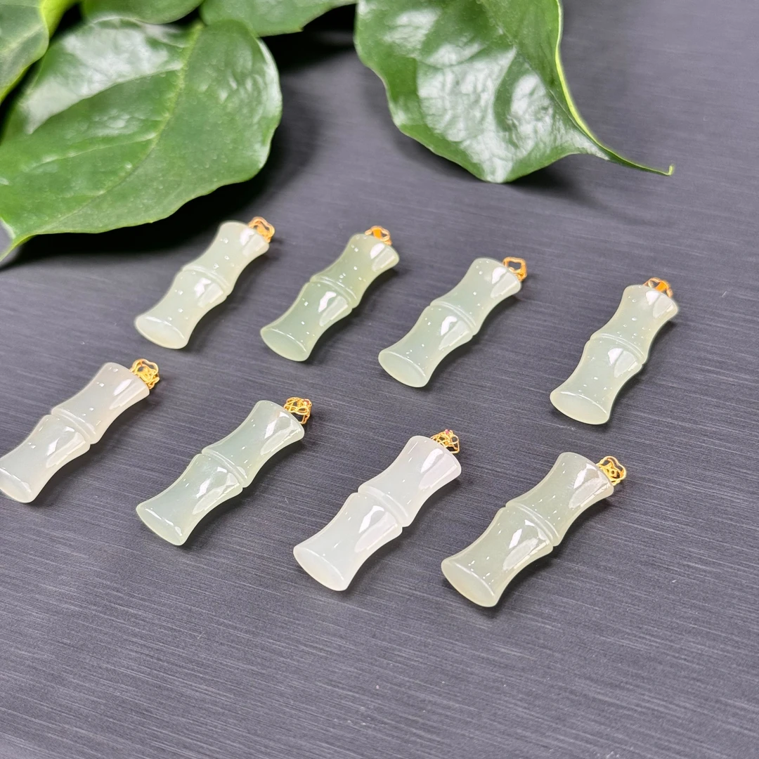 【潮生珠宝】严选精品和田玉晴水18k金竹节吊坠多样性发一件