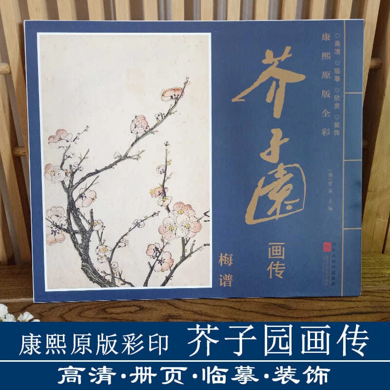 芥子园画传康熙原版全彩梅谱临摹装饰6开大本单张图册李渔编彩版