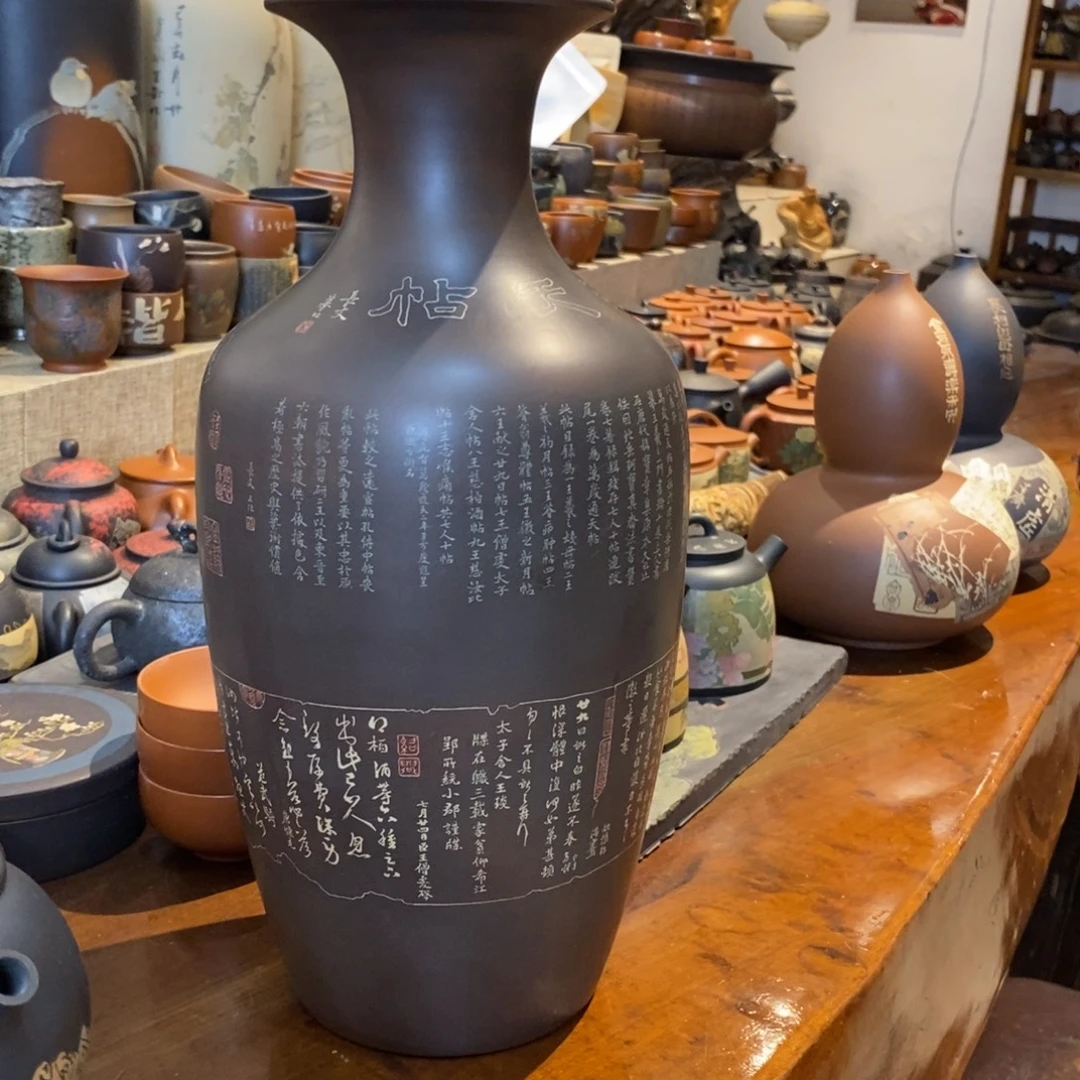 山***猫云南建水紫陶彩填花瓶