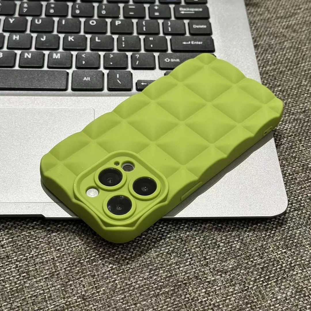 莫兰迪绿色格子适用iPhone17/16promax手机壳14潮苹果15/13个性