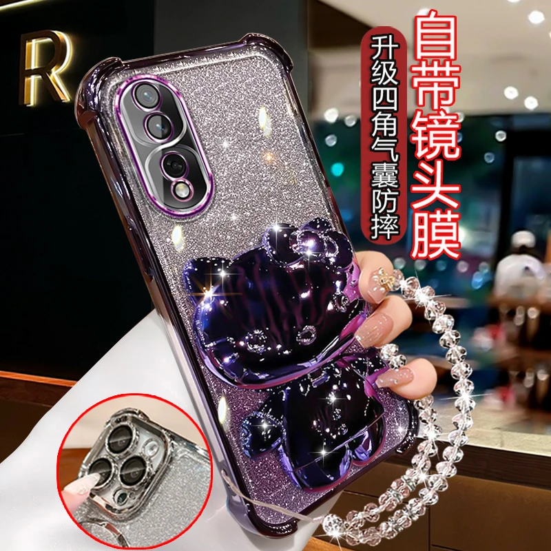 适用荣耀90手机壳新款网红高级可爱潮HONOR90全包REA闪粉软壳AN00