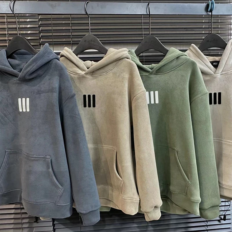 64号链接【三条杠】奥粒绒连帽套头外套520g宽松保暖男士卫衣802