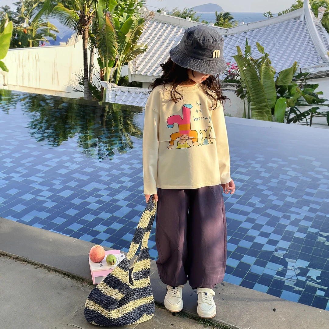 【结构主义】蓝小爸童装女童束脚裤春季新款宽松宝宝休闲裤