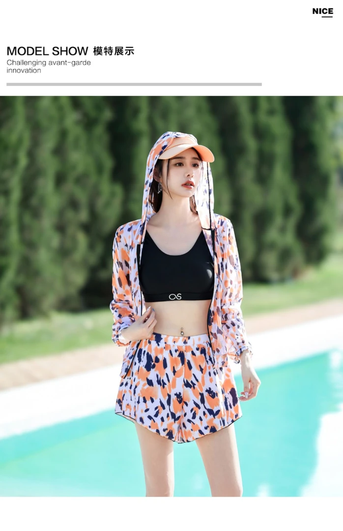 2025泳衣女新款夏季分体保守罩衫长袖防晒遮肉速干三件套度假泳装