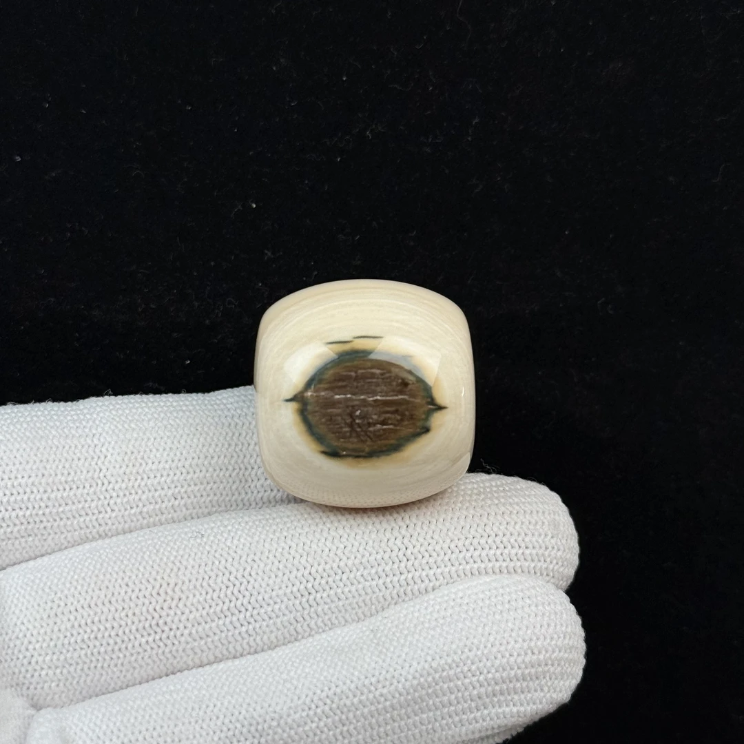 D66-78天然猛犸牙 黄金瞳墩子27*25.5mm支持复检假一罚十