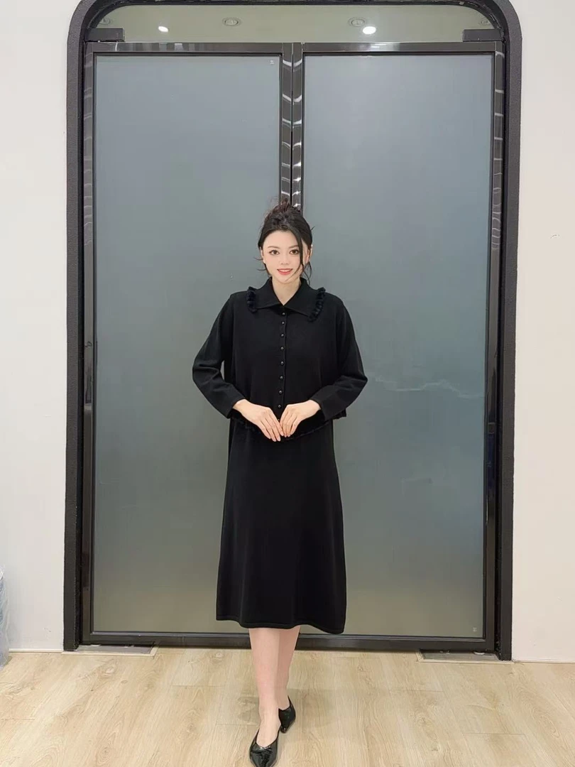 03 DD秋冬新款气质时尚显瘦提花百搭大码洋气连衣裙