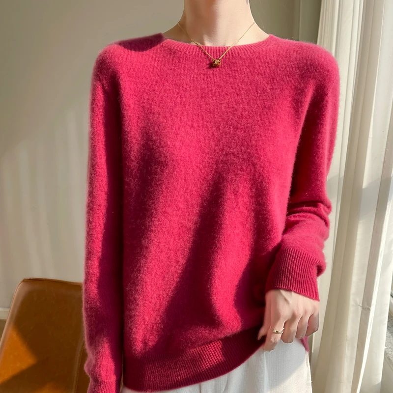 一线成衣一新年红精仿羊毛衫小圆领时尚百搭扬子纱打底衫