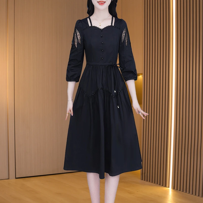 【连衣裙】24281优雅新款气质时尚大气减龄收腰显瘦连衣裙M-4XL-LIS