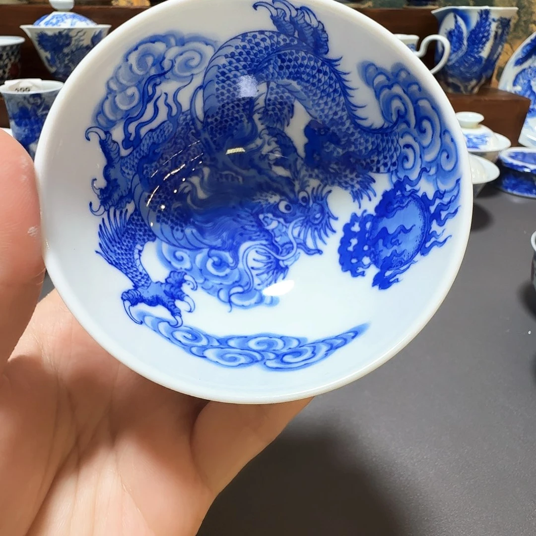 春****泥塑微瑕龙杯手工手绘