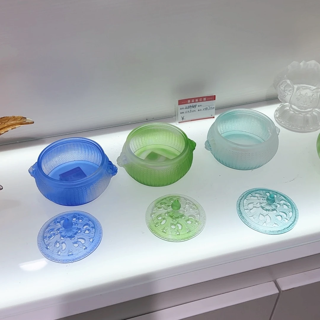 琉璃手工艺品双狮香炉