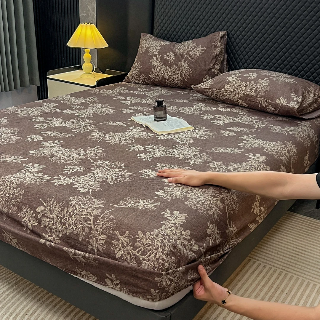 A类原麻双层纱床笠床罩防滑防尘床单抗菌防螨床垫保护套可机洗