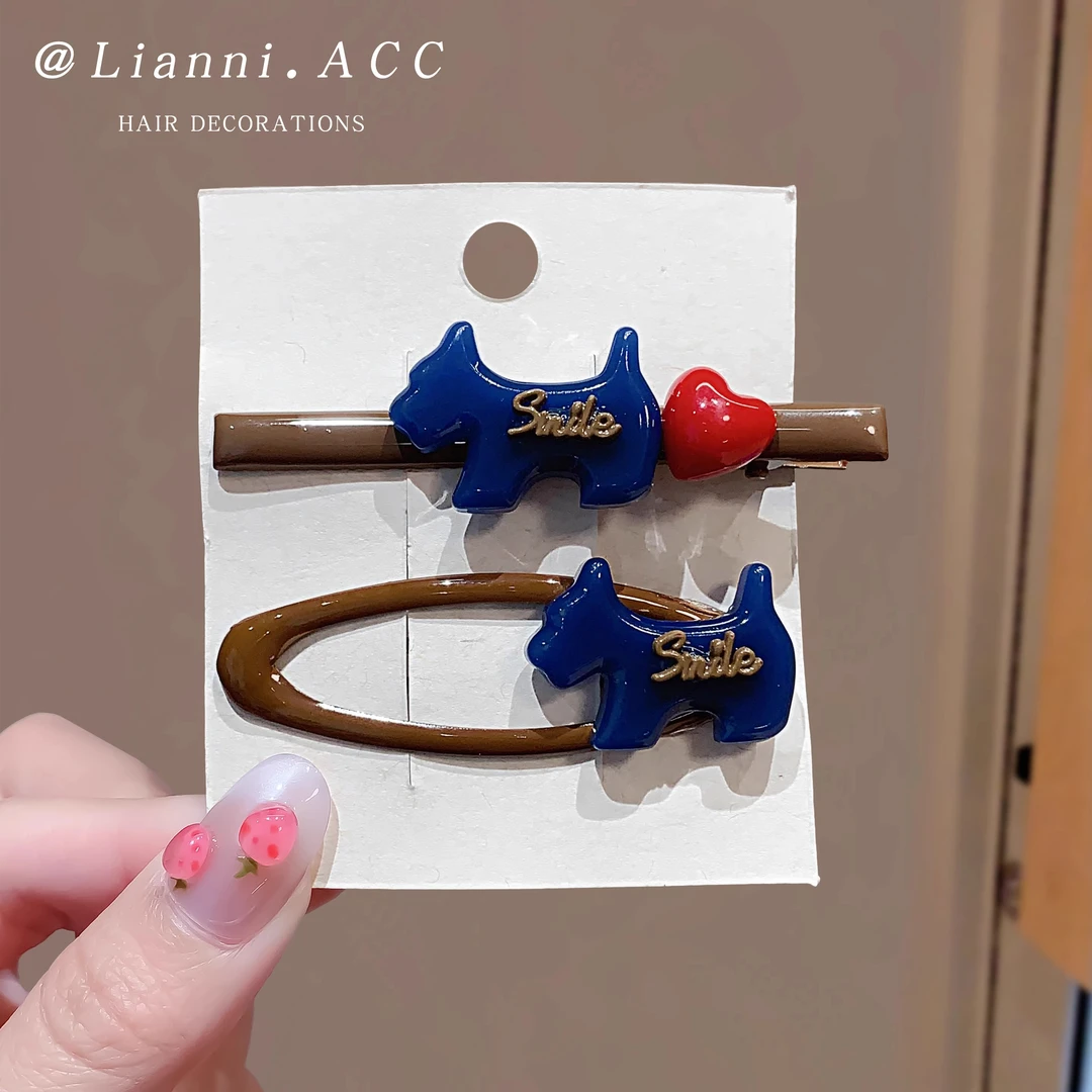 卡通小狗爱心发夹女前额碎发刘海夹2025新款侧边夹高级感百搭头饰