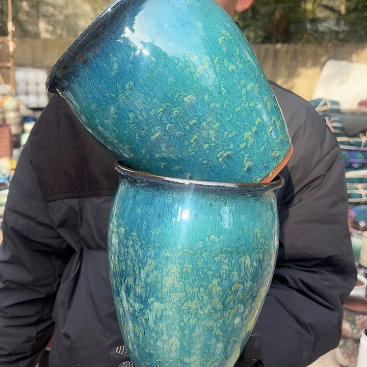 红陶雪花两个口径18高度22