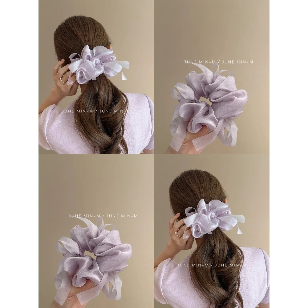 梦幻芭蕾~芭蕾风轻纱丝带温柔蝴蝶结发圈气质纯色雪纱扎马尾