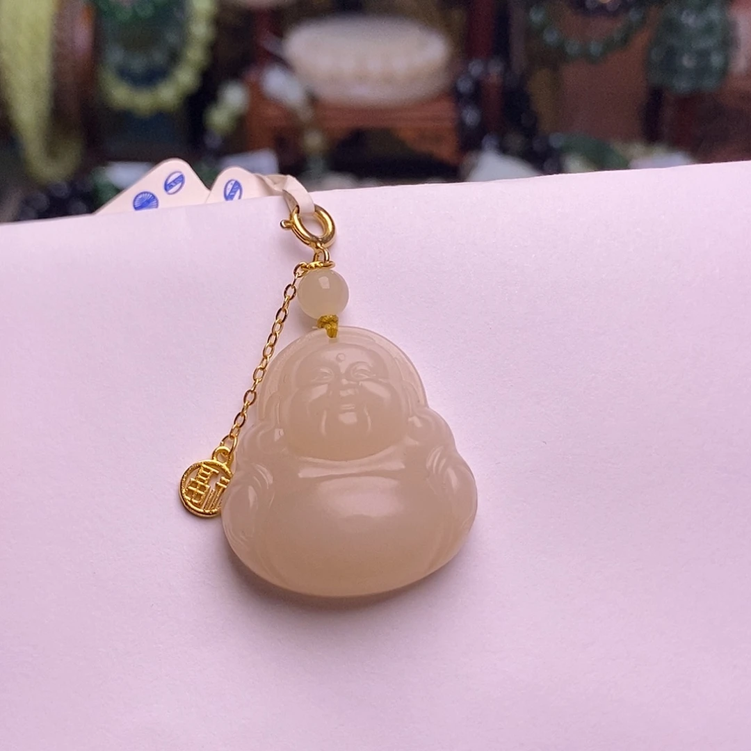 手链未镶嵌和田玉熟藕粉红粉脂膏佛公