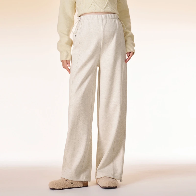 孕妇裤秋冬外穿2024新款冬季加绒加厚羊绒直筒休闲阔腿裤子小个子
