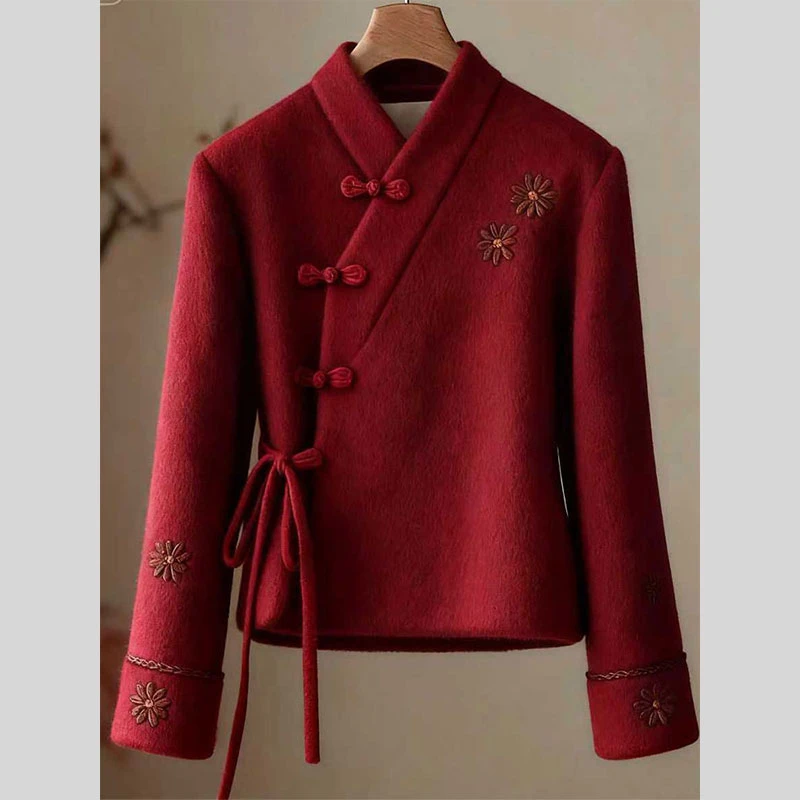 小众设计新中式国风毛呢外套2025冬季新款今年流行爆款气质高级感