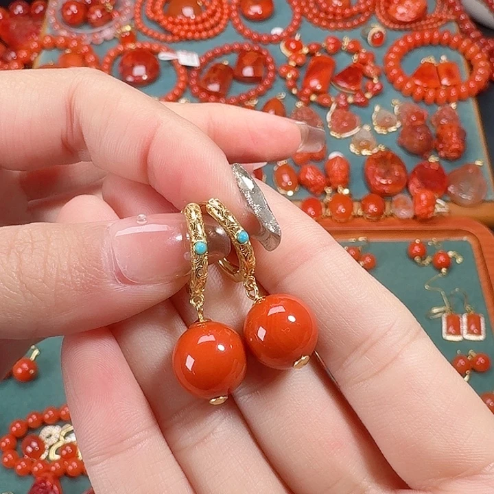 南红玛瑙银S925镶嵌12+