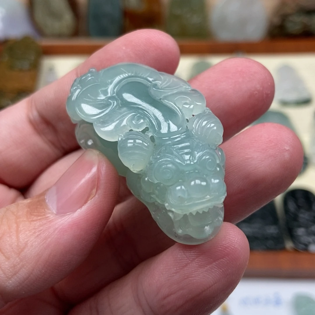 翡翠未镶嵌颈饰貔貅冰胶 天然缅甸ａ货翡翠男女礼物高级感