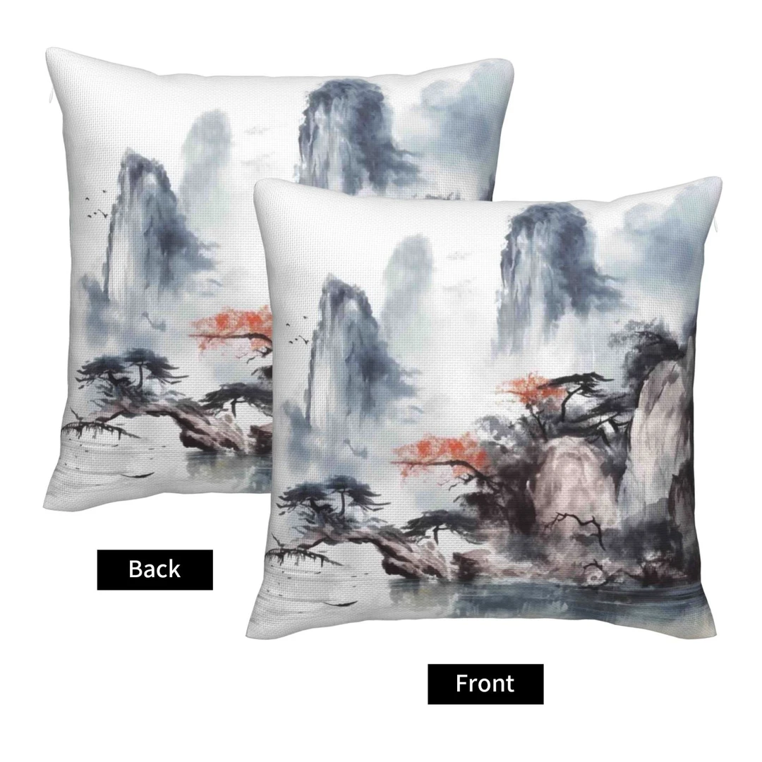 创意简约抱枕中式客厅沙发靠垫中国风棉亚麻靠枕新中式复古双面