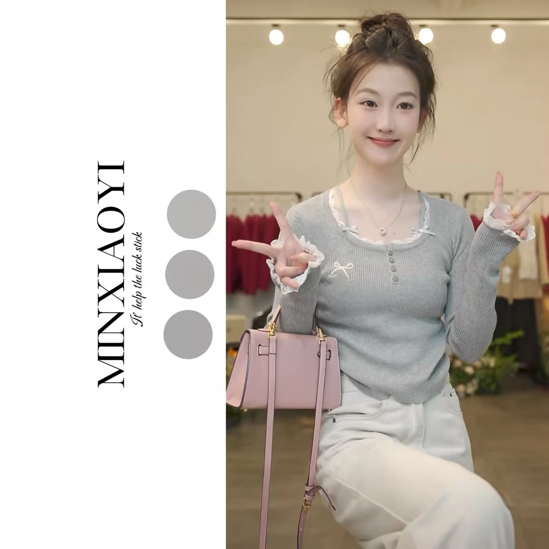 闵笑一【花间意】M817&设计款针织上衣女装