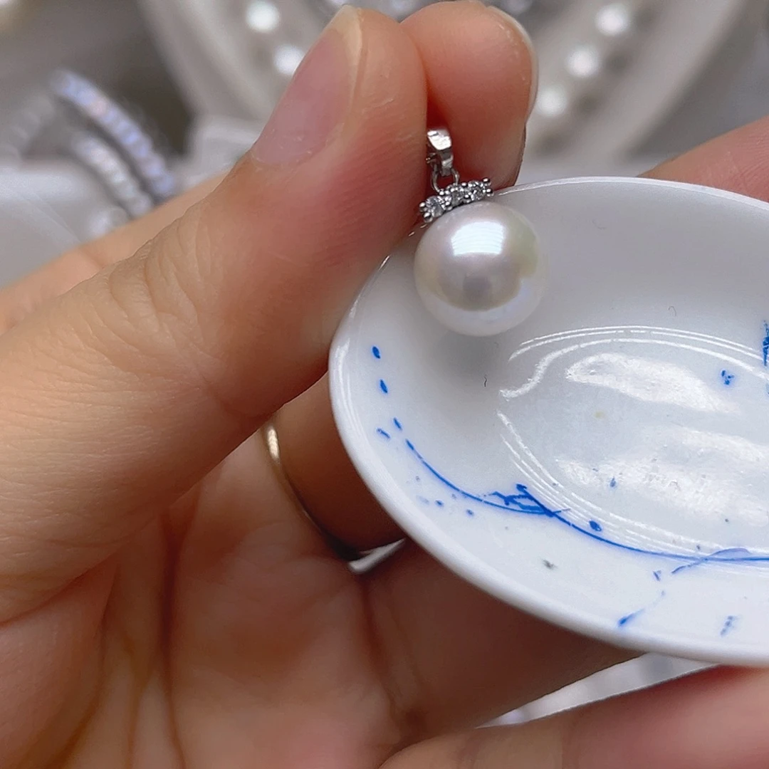 银S925镶嵌淡水珍珠吊坠耳钉