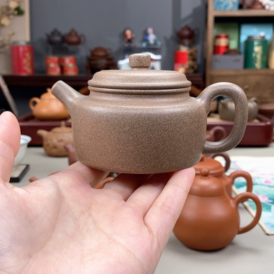 紫砂茶壶黄降坡高温德钟半手160cc