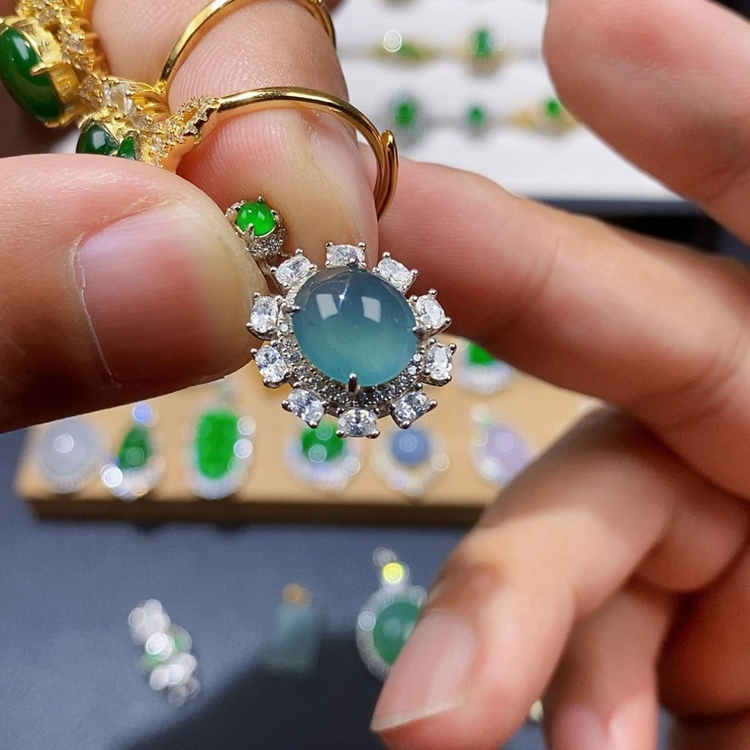 颈饰银S925镶嵌翡翠w w